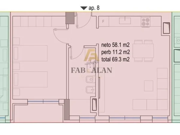 Tirane, shitet apartament 1+1 Kati 4, 69 m² 125.000 € (Rruga Jordan Misja)