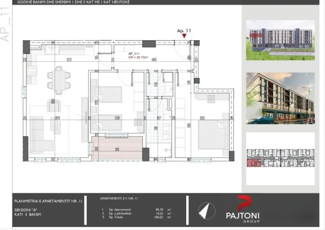 Tirane, shitet apartament 2+1+Ballkon Kati 3, 100 m² 80.170 € (Ruga "Skenderbeu")