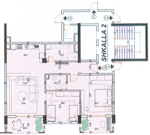 Tirane, shitet apartament 2+1+Ballkon Kati 5, 123 m² 147.700 € (Rruga Kastriotet;, Kthesa e Kamzes)