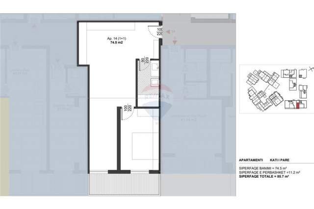 Dhermi, shitet apartament 1+1+BLK Kati 1, 85 m² 257.100 Euro (Santorini Residence, Dhermi)