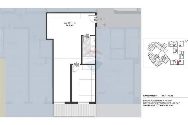 Dhermi, shitet apartament 1+1+BLK Kati 1, 85 m² 257.100 Euro (Santorini Residence, Dhermi)