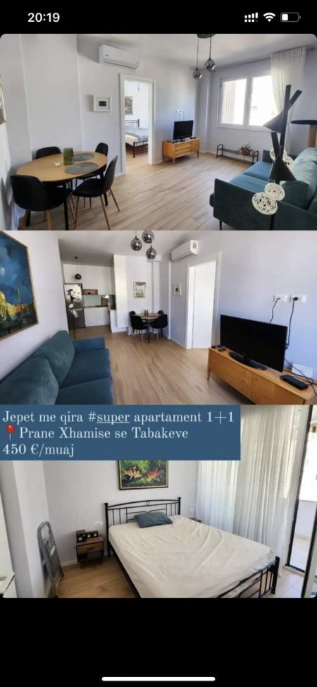 Tirane, jepet me qera 1+1 65 m² 450 Euro (Xhamia e Tabakeve)