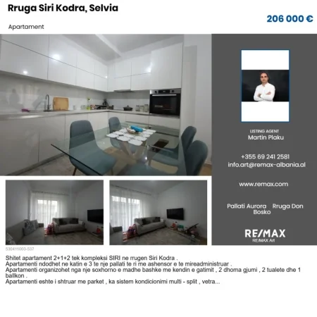 Tirane, shitet apartament 2+1+Ballkon Kati 3, 93 m² 206.000 € (Rruga Siri Kodra)