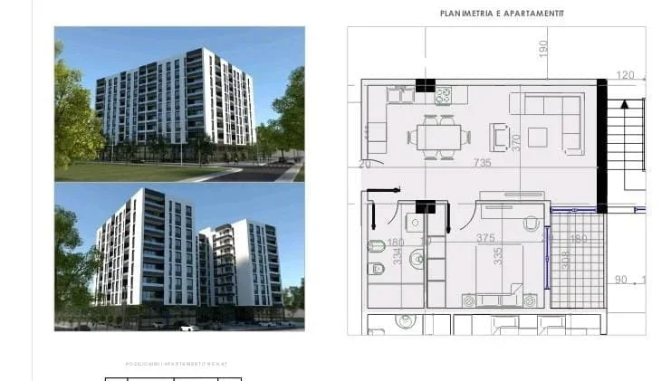 Tirane, shes apartament 1+1+Ballkon Kati 1, 67 m² 73.300 € (paskuqan)