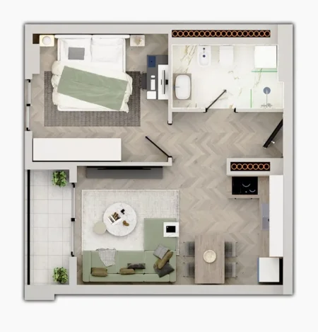 Tirane, shitet apartament 1+1 Kati 5, 58 m² 63.300 € (Univers City)