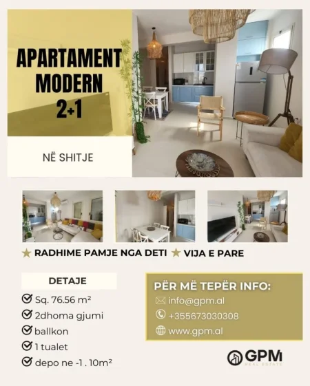 Vlore, shitet apartament 2+1 Kati 4, 76 m² (Radhime)