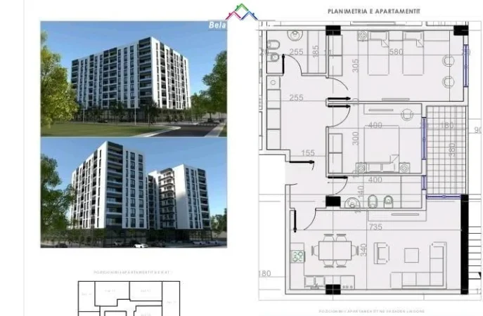 Tirane, shes apartament 2+1 Kati 1, 107 m² 107.500 € (paskuqan)