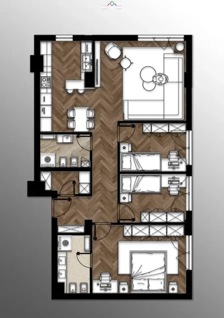 Tirane, shes apartament 2+1 Kati 6, 124 m² 221.000 € (KODRA E DIELLIT)