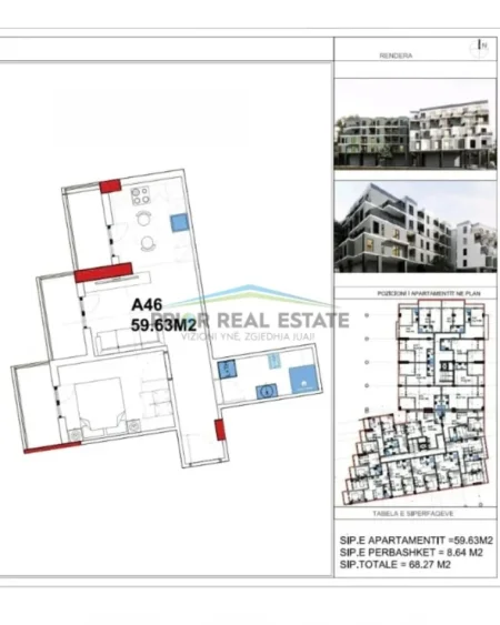 Durres, shitet apartament 1+1 Kati 2, 68 m² 75.000 € (Golem)