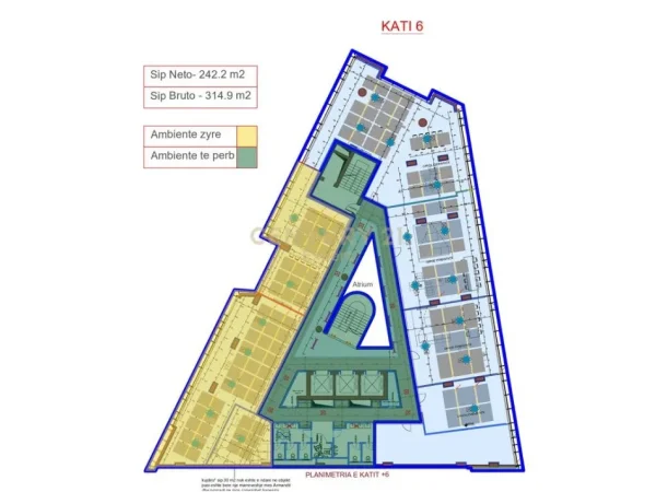 Tirane, jepet me qera ambjent biznesi Kati 6, 314 m² (SYRI I TIRANËS, EYE OF TIRANA)