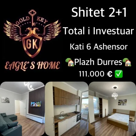 Durres, shes apartament 2+1+Ballkon Kati 6, 80 m² 111.000 € (Florida Plazh)