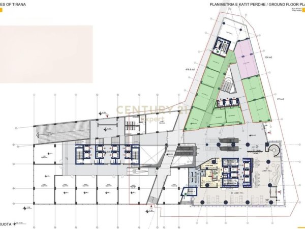 Tirane, jepet me qera ambjent biznesi Kati 0, 706 m² (SYRI I TIRANËS, EYE OF TIRANA)