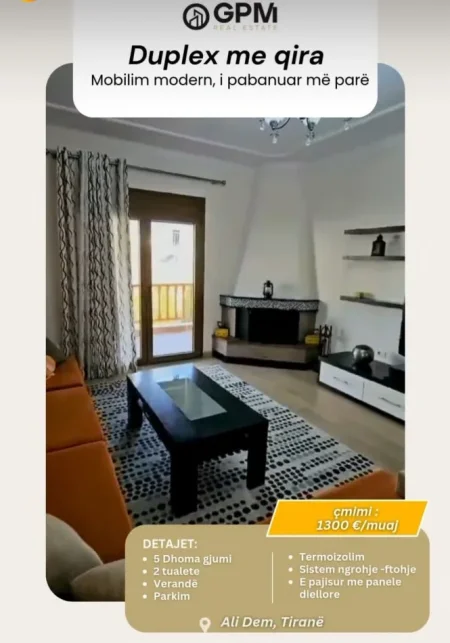 Tirane, jepet me qera apartament duplex Dublex Kati 2, 160 m² 1.300 € (Ali Dem).