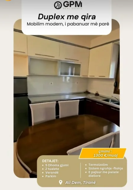 Tirane, jepet me qera apartament duplex Dublex Kati 2, 160 m² 1.300 € (Ali Dem).