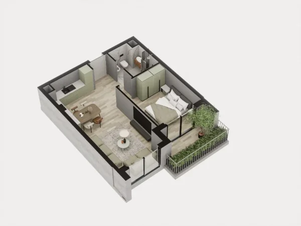 Tirane, jepet me qera apartament 1+1 Kati 6, 70 m² 161.000 € (KOMPLEKSI SOL,PRANE MINISTRISE SE JASHTME.)