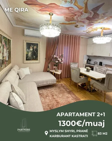 Tirane, jap me qera apartament 2+1+Ballkon Kati 9, 83 m² 1.300 € (Myslym Shyr)