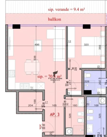 Tirane, shitet apartament 1+1+Ballkon Kati 3, 87 m² 113.000 € (FRESK)