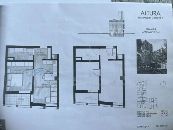 Tirane, shes apartament 1+1+Aneks+Ballkon Kati 8, 70 m² 164.000 € (Bulevardi i Ri)