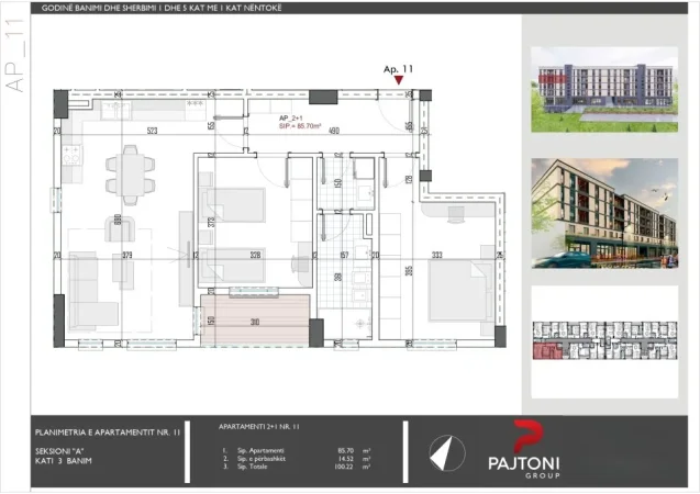 Tirane, shitet apartament 2+1+Ballkon Kati 3, 100 m² 80.170 € (Rruga Skenderbeu)