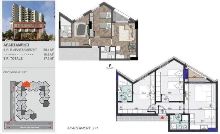 Tirane, shitet apartament 2+1+Ballkon Kati 4, 97 m² 155.000 € (ZOGU I ZI)
