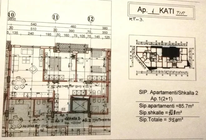 Tirane, shitet apartament 2+1+Ballkon Kati 3, 96 m² 83.000 € (Demokracia)