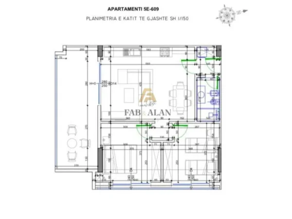 Golem, shitet apartament 2+1 Kati 6, 111 m² 178.200 € (Golem)