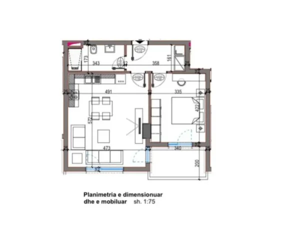 Tirane, shitet apartament 1+1 Kati 4, 75 m² 59.600 € (Bulevardi Nene Tereza)