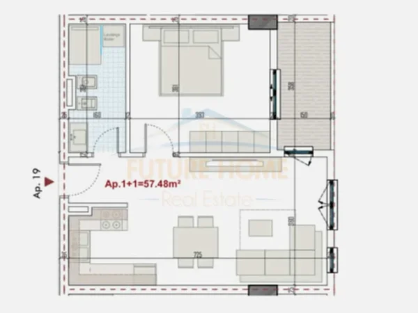 Shitet Apartament 1+1, Ringside Residence, Paskuqan.