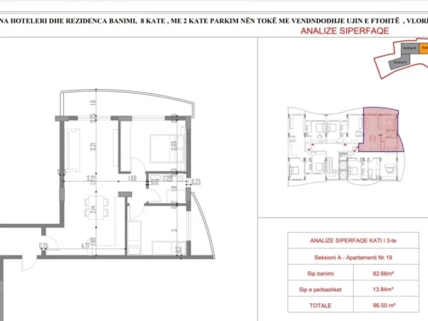 Vlore, shitet apartament 2+1 Kati 3, 97 m² 243.000 € (UJI I FTOHTE VLORE)