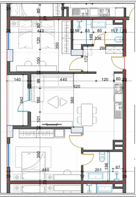 Tirane, shes apartament 2+1 Kati 2, 102 m² 90.000 € (KAMEZ)