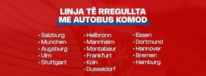 Tirane, oferte Linja të rregullta me autobus komod nga plotë vende të Gjermanisë.