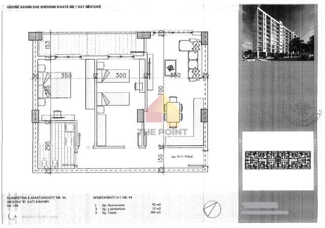 Tirane, shitet apartament 2+1+BLK Kati 8, 104 m² 520 Euro/m2 (Bulevardi Blu)