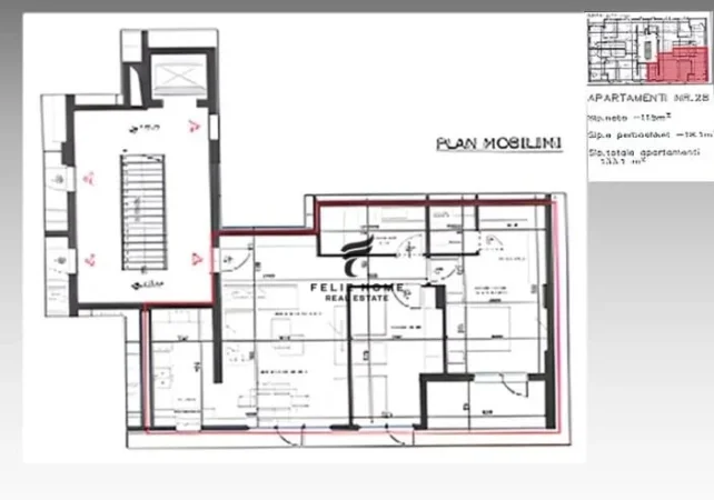 Tirane, shitet apartament 2+1+Ballkon Kati 7, 131 m² 263.000 € (RRUGA ELBASANIT)