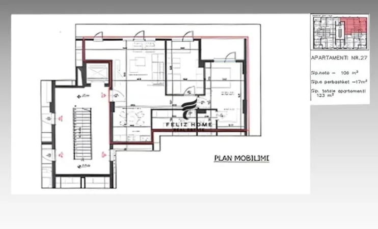 Tirane, shitet apartament 2+1+Ballkon Kati 7, 123 m² 246.000 € (RRUGA E ELBASANIT)