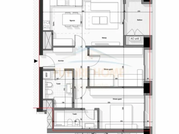 Tirane, shes apartament 2+1+Ballkon Kati 19, 126 m² 303.120 € (Bulevardi i ri)