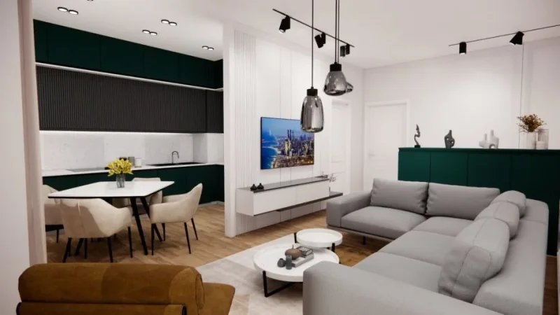 Tirane, jepet me qera apartament 2+1+Aneks+Ballkon Kati 6, 105 m² 900 € (kompleksi river residence)