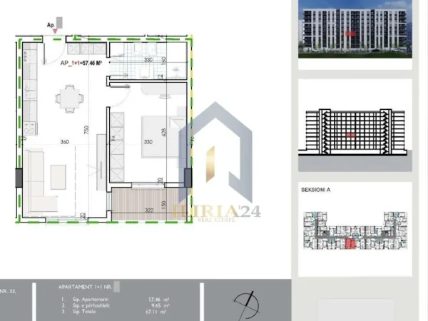Tirane, shitet apartament 1+1+Ballkon Kati 3, 67 m² 63.000 € (Rruga Roma-Kamez)