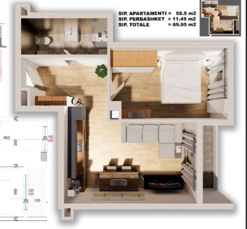 Tirane, shitet 2+1+BLK Kati 4, 125 m² 155.000 Euro (Rruga E Barrikadave)