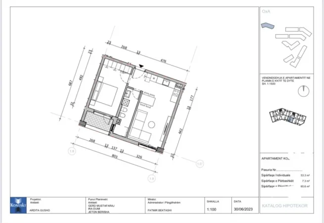 Tirane, shes apartament 1+1+Ballkon Kati 3, 60 m² 85.000 € (Rruga Dalip Topi)