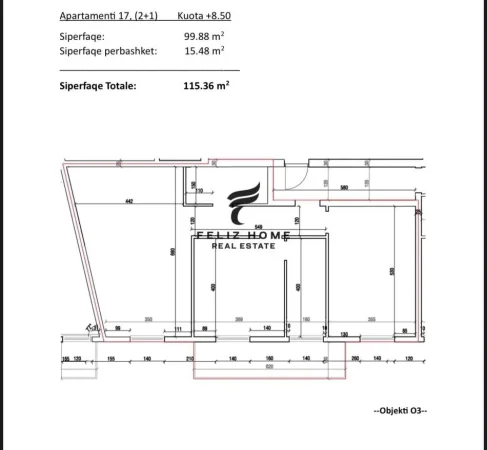 Tirane, shitet apartament 2+1+Ballkon Kati 3, 115 m² 184.000 € (SAUK)