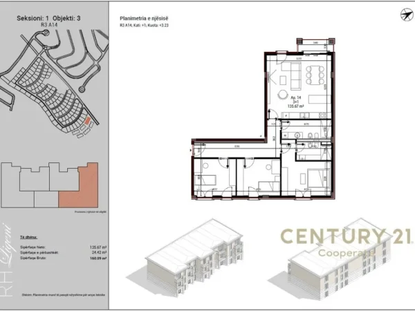 Tirane, shes apartament 3+1+Aneks+Ballkon Kati 2, 160 m² (Rolling Hills)