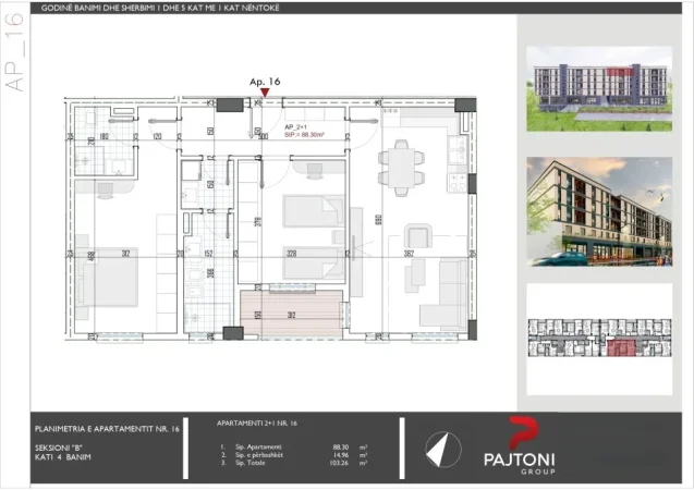 Tirane, shitet apartament 2+1 Kati 4, 103 m² 82.600 € (Rruga Skenderbeu, Kamez)