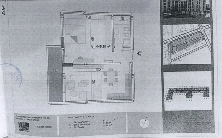 Tirane, shitet apartament 1+1 Kati 4, 76 m² 52.696 € (kamez)