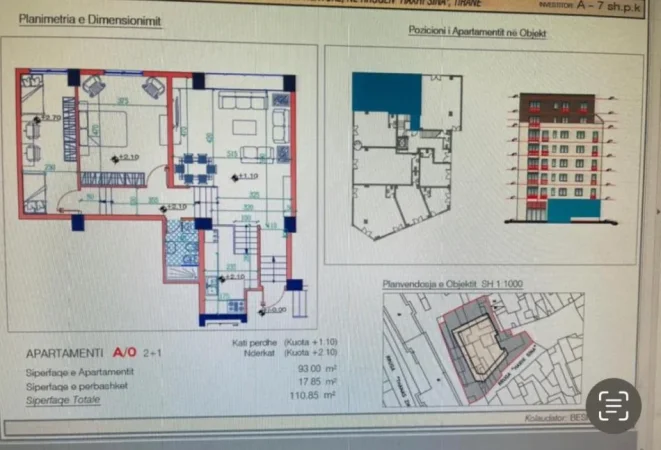 Tirane, shitet apartament Kati 0, 93 m² 145.000 € 