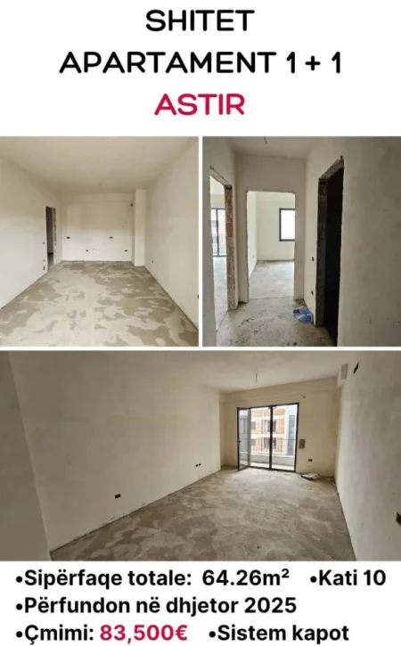 Tirane, shitet apartament 1+1+Aneks+Ballkon Kati 10, 65 m² 83.500 € (astir)