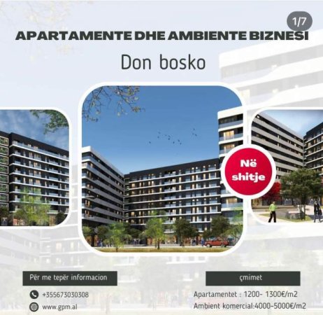 Tirane, shiten apartamente dhe ambjente komerciale (Don Bosko)