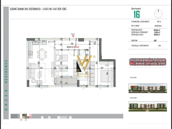 Tirane, shitet apartament 2+1+Ballkon Kati 4, 101 m² 80.850 € (BATHORE)