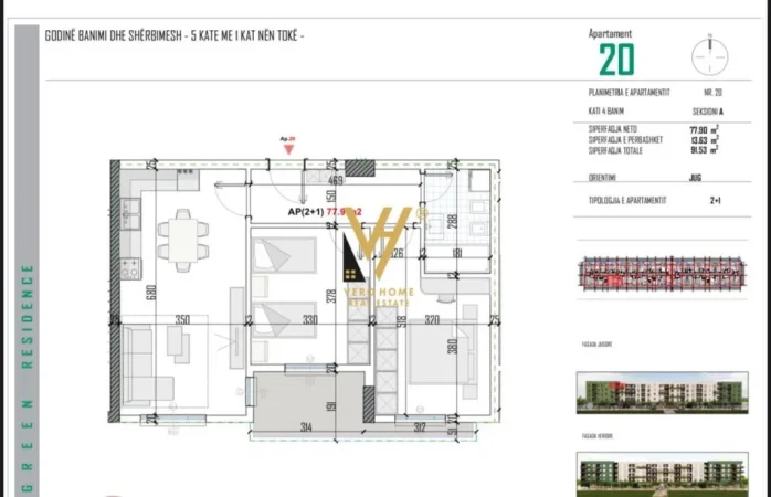 Tirane, shitet apartament 2+1+Ballkon Kati 3, 91 m² 73.300 € (BATHORE)