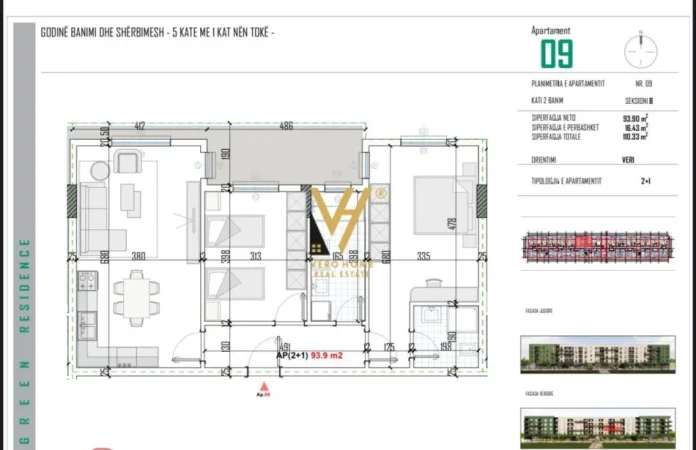 Tirane, shitet apartament 2+1+Ballkon Kati 2, 110 m² 88.850 € (BATHORE)