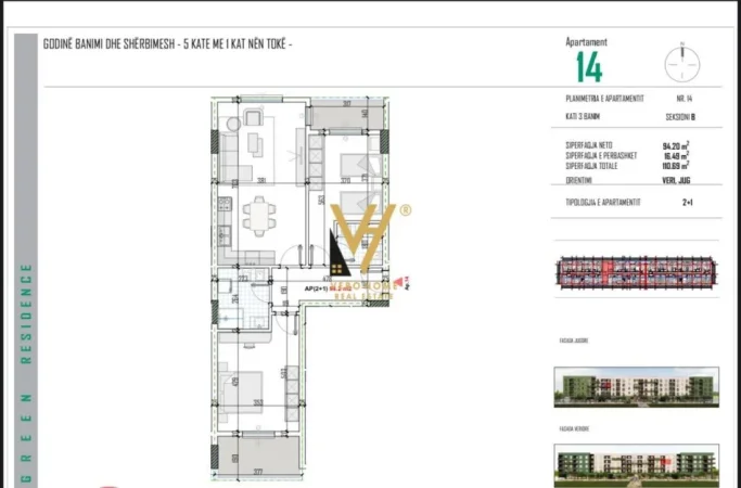 Tirane, shitet apartament 2+1+Ballkon Kati 3, 110 m² 88.500 € (BATHORE)